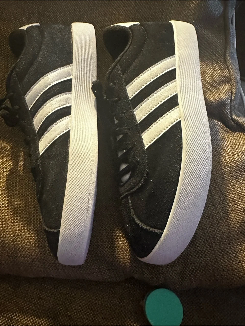 adidas Black Suede Low-Top Sneakers with White Stripes